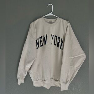 Brandy Melville John Galt White Cream New York Crewneck Sweatshirt